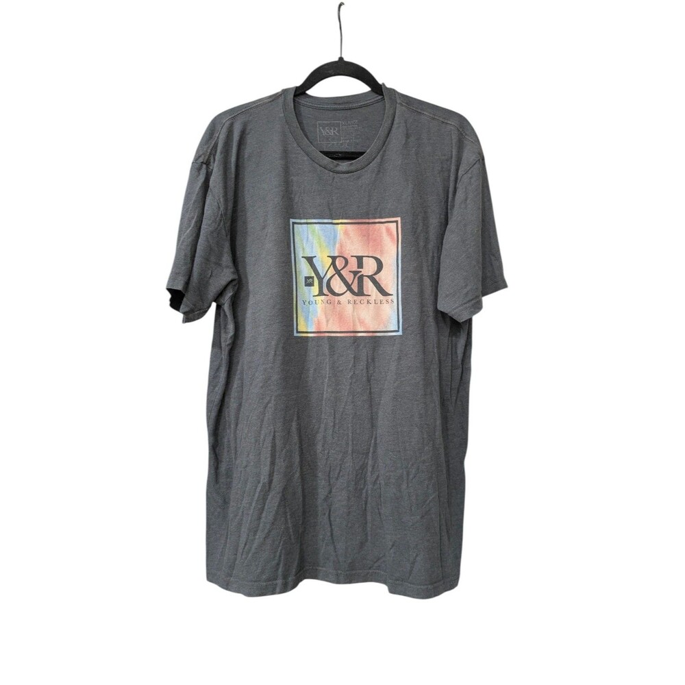 YOUNG AND RECKLESS T SHIRT Y & R LOGO TEE Dark Grey SIZE XL
